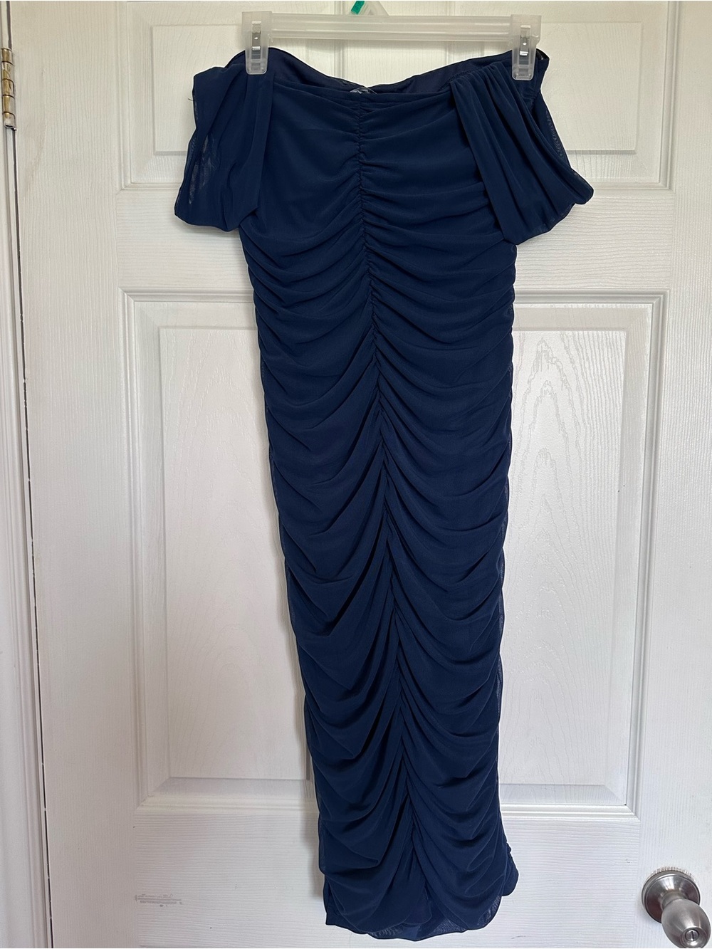 Navy Ruched Bodycon Dress - Picture 6 of 7